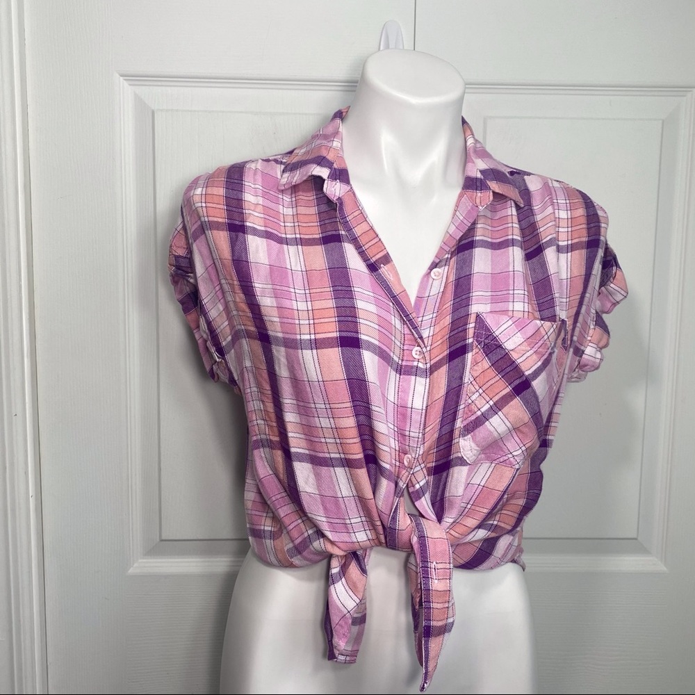 Cloth&Stone by Anthropologie Pink Plaid Shirt